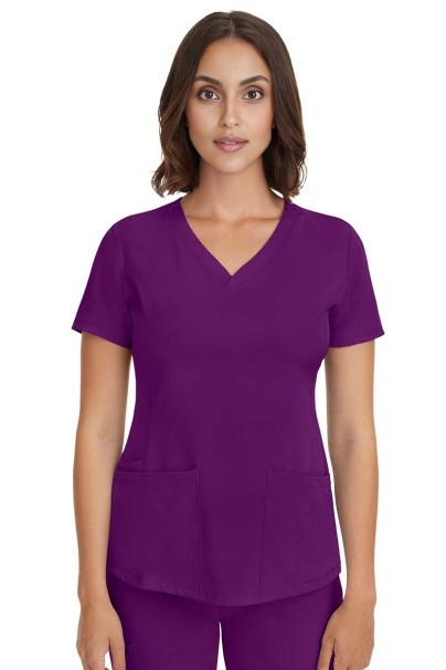 Bluza medyczna damska Healing Hands Monica V-neck bakłażanowa-2