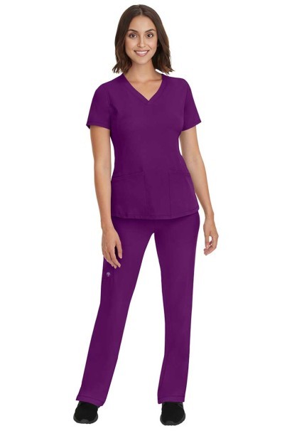 Bluza medyczna damska Healing Hands Monica V-neck bakłażanowa-2