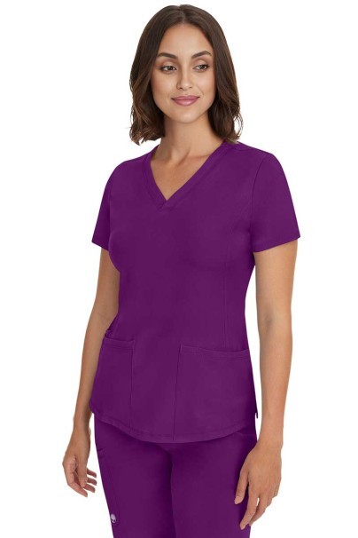 Bluza medyczna damska Healing Hands Monica V-neck bakłażanowa-3