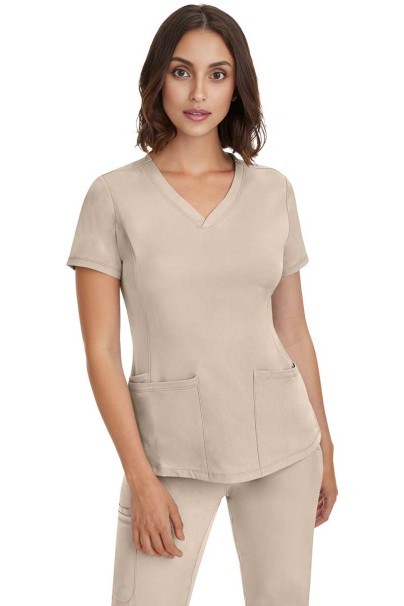 Bluza medyczna damska Healing Hands Monica V-neck beżowa-2