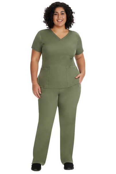 Bluza medyczna damska Healing Hands Monica V-neck oliwkowa-3