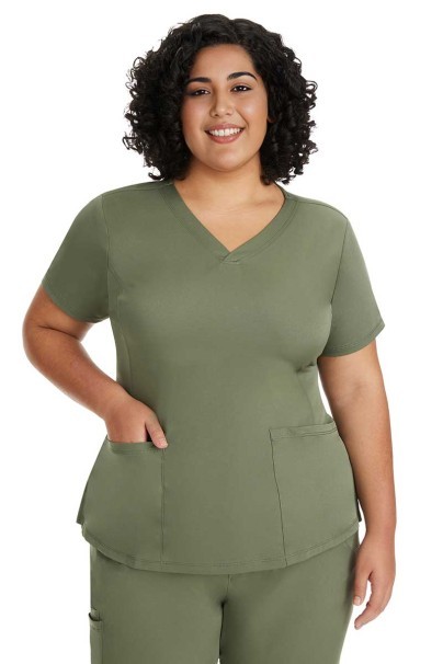 Bluza medyczna damska Healing Hands Monica V-neck oliwkowa-2