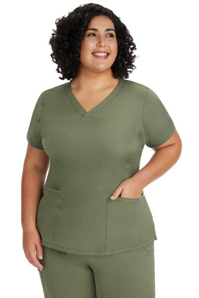 Bluza medyczna damska Healing Hands Monica V-neck oliwkowa-2