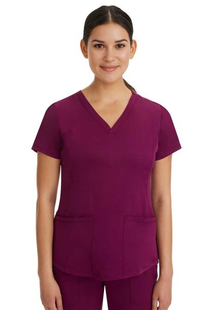 Bluza medyczna damska Healing Hands Monica V-neck wiśniowa-3