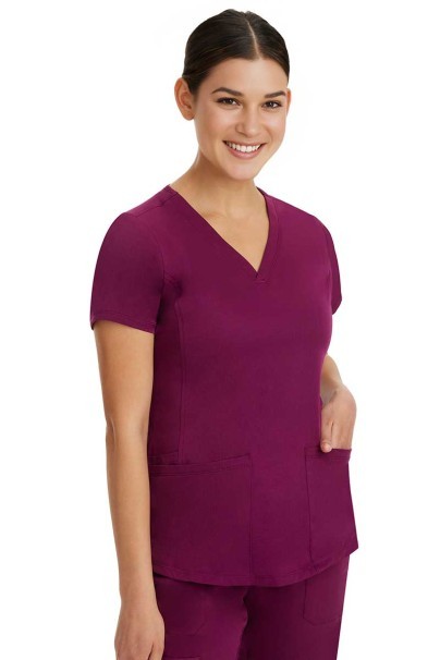 Bluza medyczna damska Healing Hands Monica V-neck wiśniowa-2