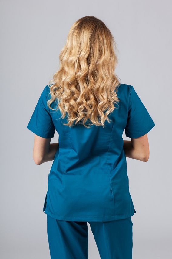 Bluza medyczna damska Sunrise Uniforms karaibski błękit taliowana-2