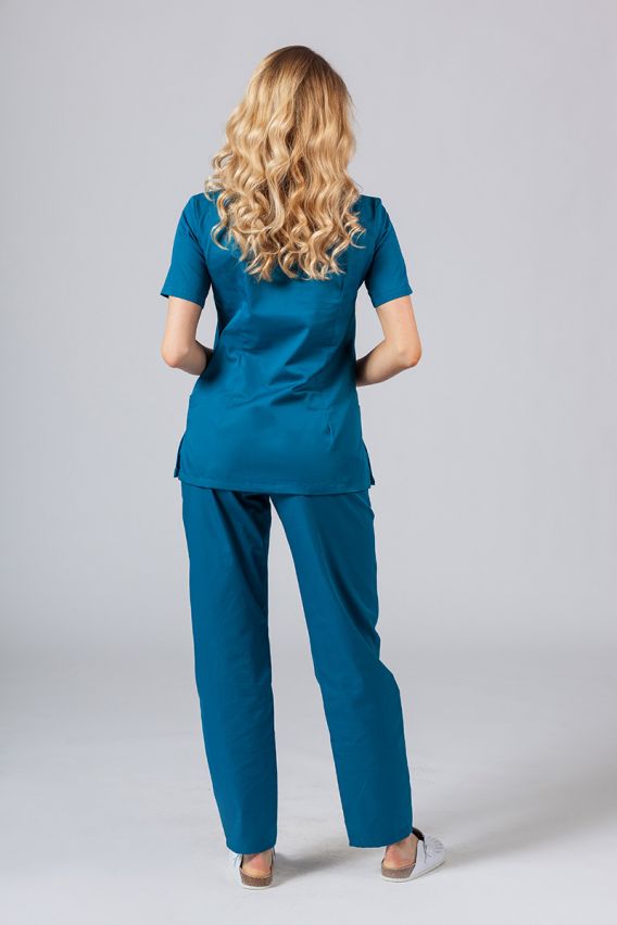 Bluza medyczna damska Sunrise Uniforms karaibski błękit taliowana-3