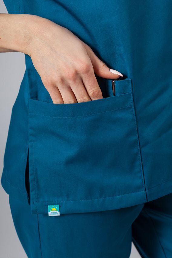 Bluza medyczna damska Sunrise Uniforms karaibski błękit taliowana-5