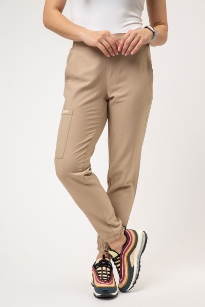 Komplet medyczny damski Cherokee Ultra (bluza V-neck, spodnie Jogger) beżowy-5
