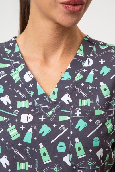 Bluza medyczna damska Sunrise Uniforms Prints Mint Meds-3