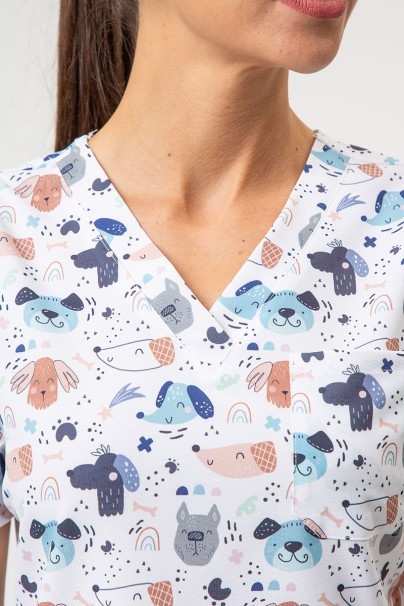 Bluza medyczna damska Sunrise Uniforms Prints Rainbow Dogs-3