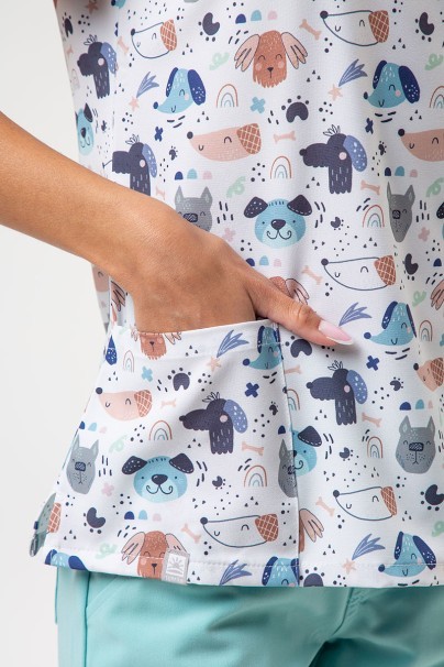 Bluza medyczna damska Sunrise Uniforms Prints Rainbow Dogs-4