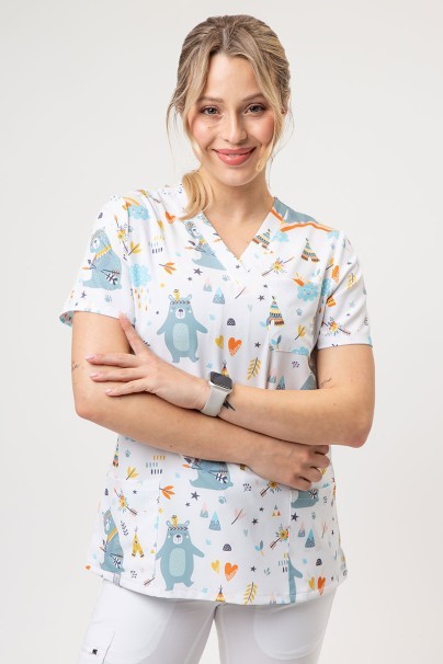 Bluza medyczna damska Sunrise Uniforms Prints Bear Camp-2