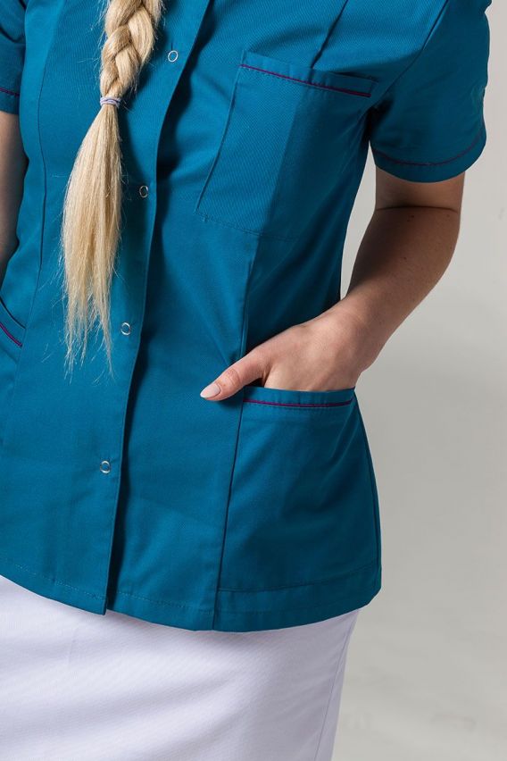 Żakiet ze stójką Sunrise Uniforms karaibski błękit z oberżynową lamówką-2