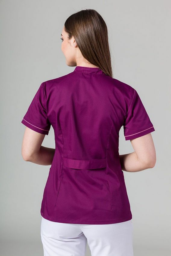 Żakiet ze stójką Sunrise Uniforms oberżyna z różową lamówką-1