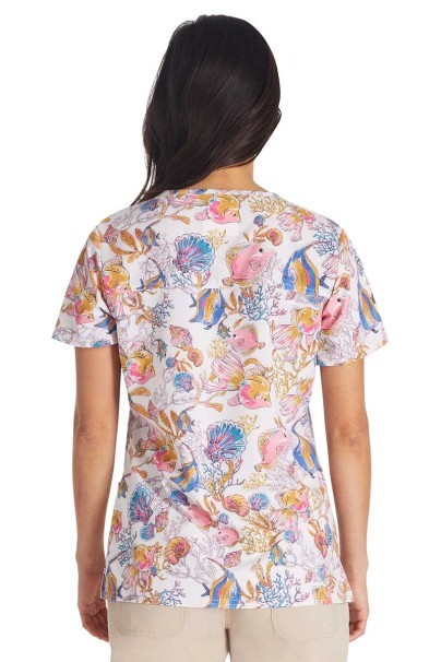 Bluza medyczna damska Cherokee Prints V-neck Fin-tastic Watercolor-2