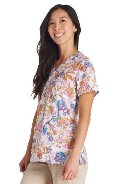 Bluza medyczna damska Cherokee Prints V-neck Fin-tastic Watercolor-2