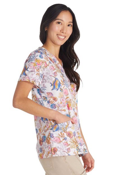 Bluza medyczna damska Cherokee Prints V-neck Fin-tastic Watercolor-3