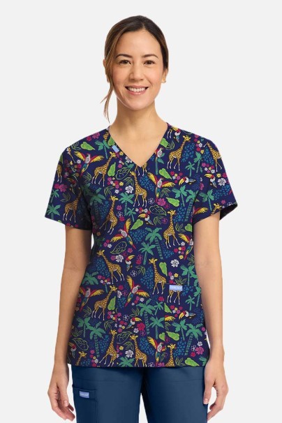Bluza medyczna damska Cherokee Prints V-neck Jungle Jive-2