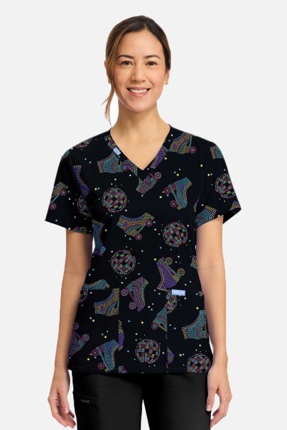 Bluza medyczna damska Cherokee Prints V-neck Roller Disco-2
