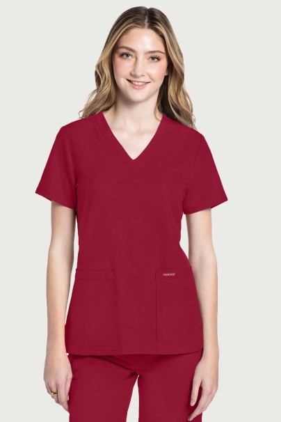 Komplet medyczny damski Cherokee Ultra (bluza V-neck, spodnie Cargo) czerwony-2