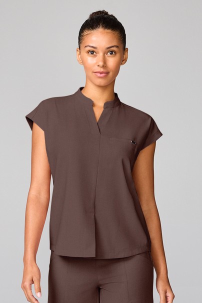 Bluza medyczna damska Healing Hands Mandarin Collar brązowa