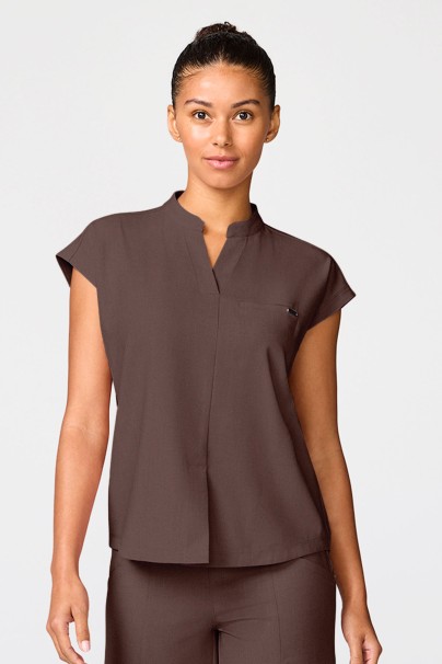 Bluza medyczna damska Healing Hands Quest Mandarin Collar brązowa
