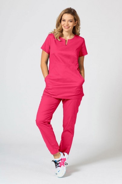 Bluza medyczna damska Sunrise Uniforms Kangaroo (elastic) malinowa-2