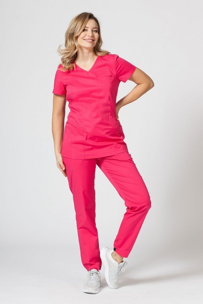 Bluza medyczna damska Sunrise Uniforms Fit (elastic) malinowa-2