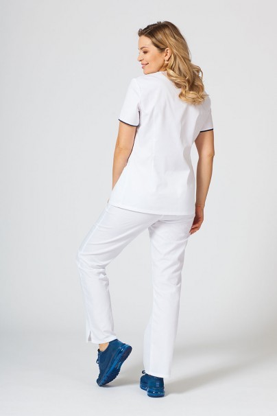 Bluza medyczna damska na zamek Sunrise Uniforms biała/ciemny granat-3