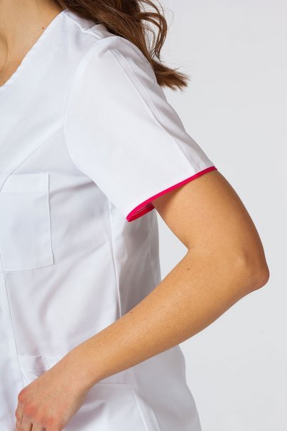 Bluza medyczna damska na zamek Sunrise Uniforms biały/malina-4