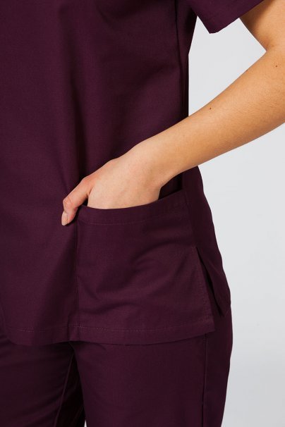 Bluza medyczna damska Sunrise Uniforms burgundowa taliowana-5