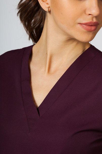 Bluza medyczna damska Sunrise Uniforms burgundowa taliowana-4