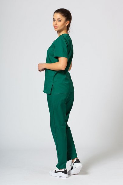 Bluza medyczna damska Sunrise Uniforms butelkowa zieleń taliowana-5