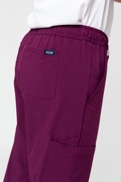 Spodnie medyczne męskie Adar Slim Leg Cargo wiśniowe-5