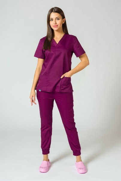 Spodnie medyczne damskie Sunrise Uniforms Easy jogger oberżynowe-2