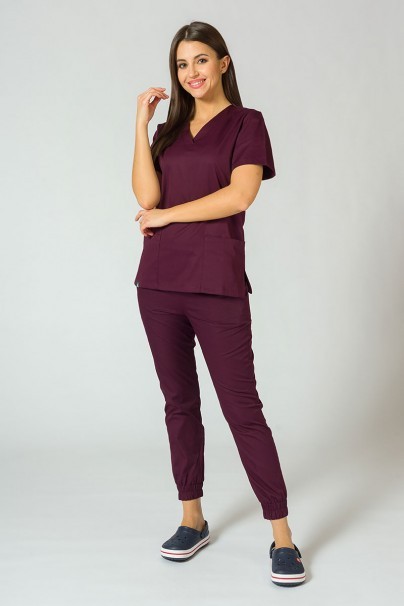 Spodnie medyczne damskie Sunrise Uniforms Easy jogger burgundowe-3