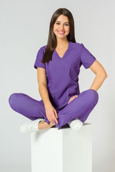 Komplet medyczny Adar Uniforms Yoga fioletowy (z bluzą Modern - elastic)-3