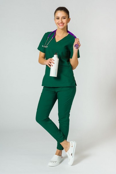 Bluza medyczna damska Sunrise Uniforms Premium Joy butelkowa zieleń-2
