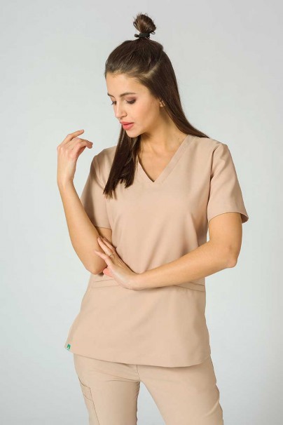 Bluza medyczna damska Sunrise Uniforms Premium Joy beżowa-5
