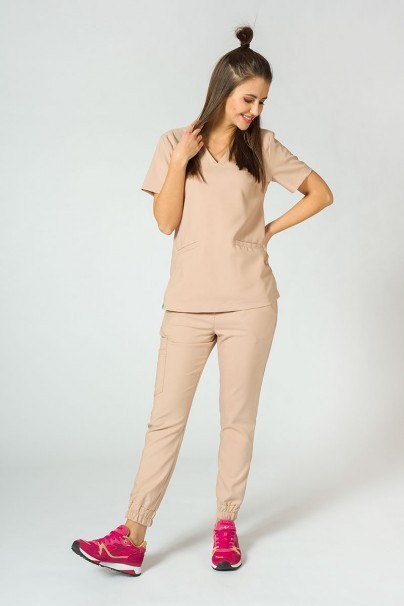 Bluza medyczna damska Sunrise Uniforms Premium Joy beżowa-2