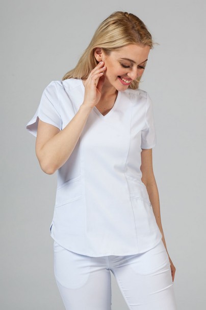 Komplet medyczny Adar Uniforms Yoga biały (z bluzą Modern - elastic)-2