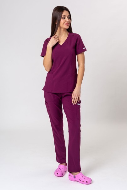 Bluza medyczna damska Maevn Momentum Double V-neck wiśniowa-2