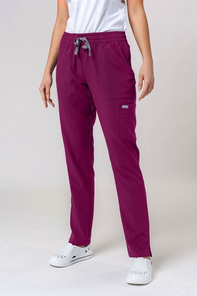 Komplet medyczny damski Maevn Momentum (bluza Double V-neck, spodnie 6-pocket) wiśniowy-7