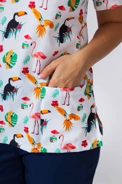 Kolorowa bluza we wzory Sunrise Uniforms flamingi, papugi i tukany-4
