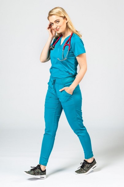 Bluza damska Adar Uniforms Sweetheart morski błękit (z guzikami)-1