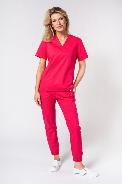 Bluza medyczna damska Sunrise Uniforms Active Bloom malinowa-5