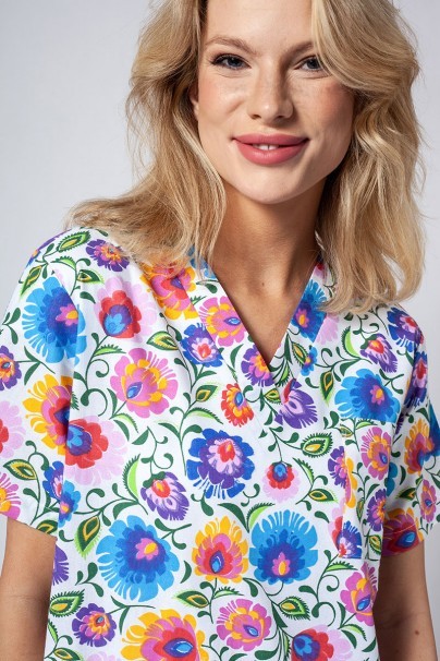 Kolorowa bluza medyczna we wzory Sunrise Uniforms wzór łowicki-2
