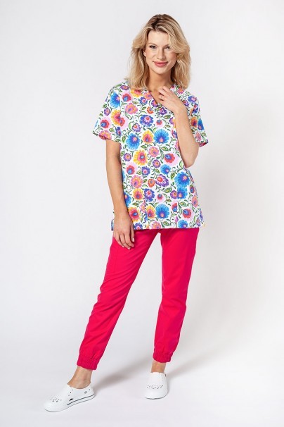 Kolorowa bluza medyczna we wzory Sunrise Uniforms wzór łowicki-5
