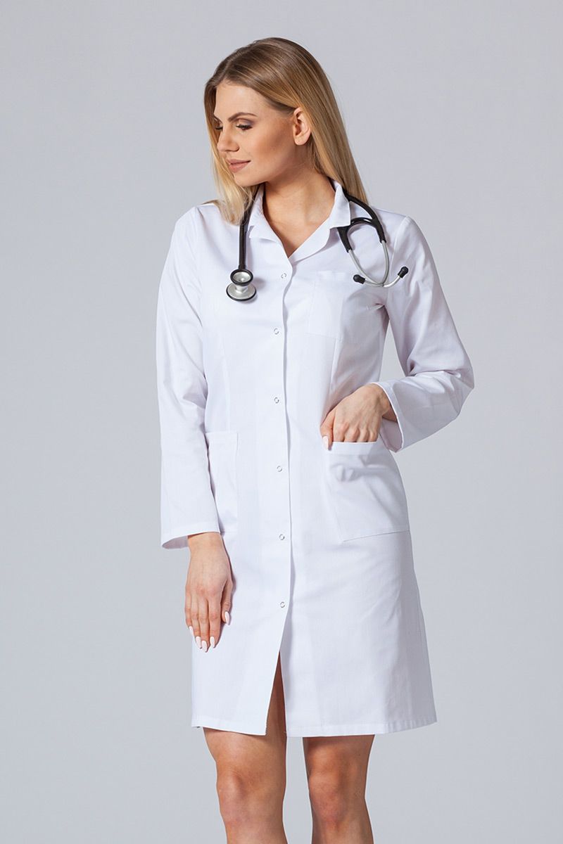 Fartuch medyczny Sunrise Uniforms z długim rękawem biały
